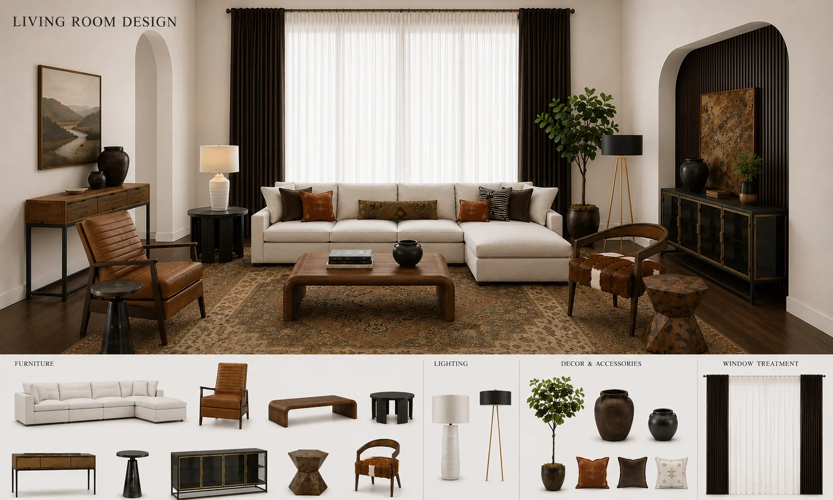 3D living room rendering
