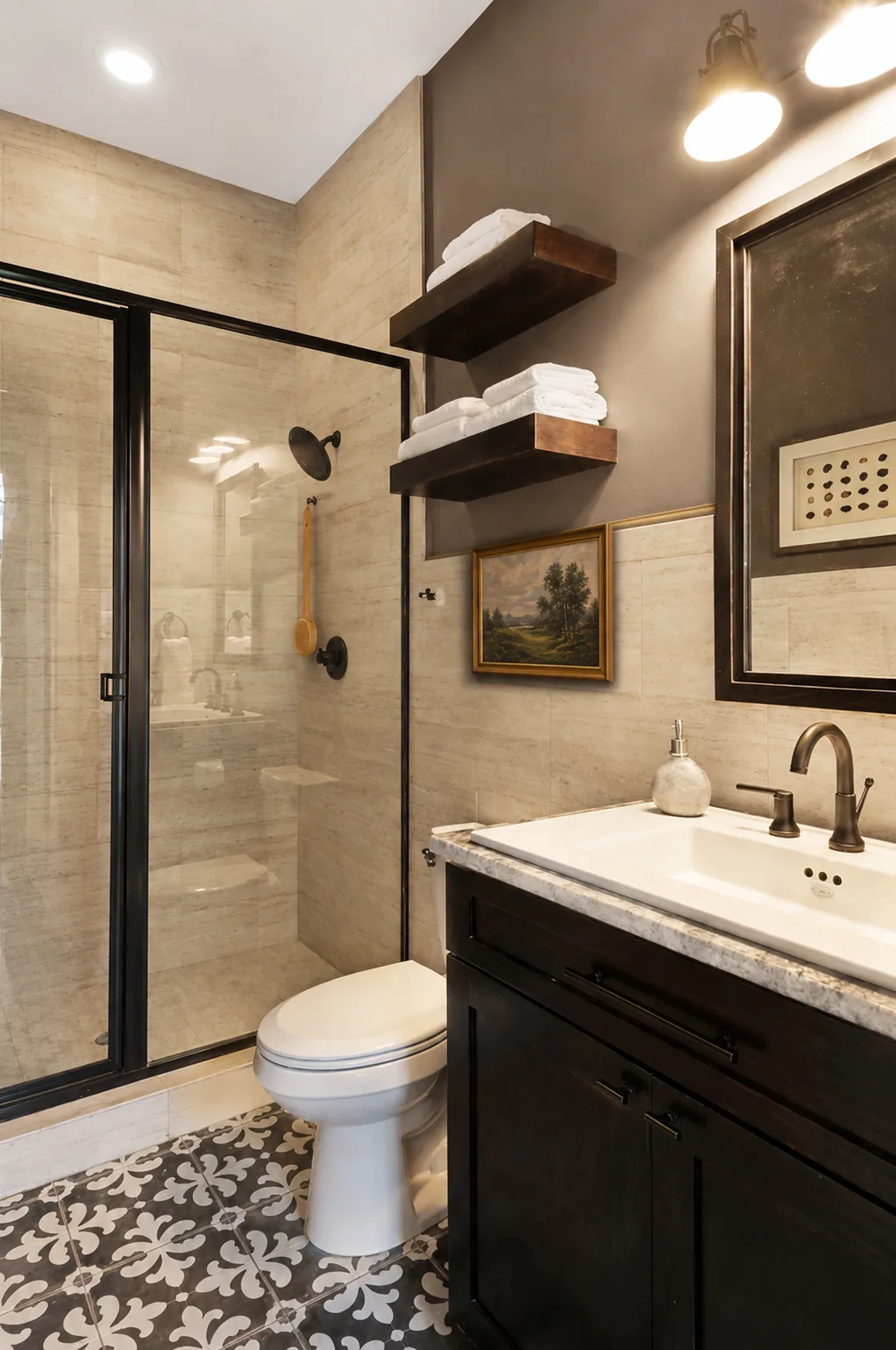Refined bathroom with custom vanity