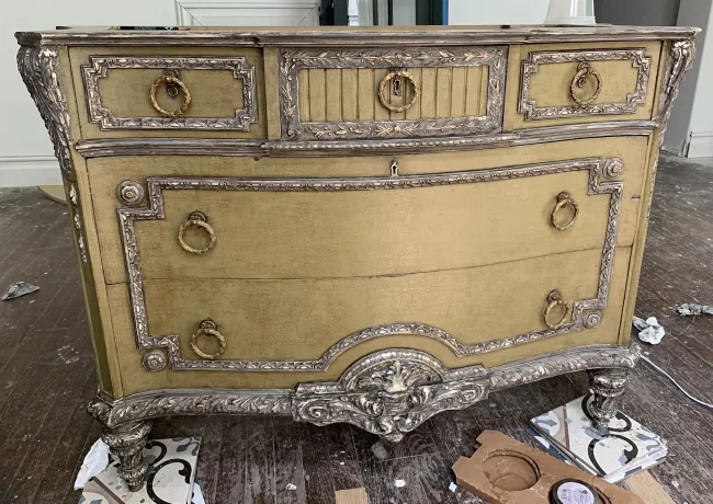 Before renovation — custom finishes & hand-painted furniture interior design detail, Custom Finishes & Hand-Painted Furniture