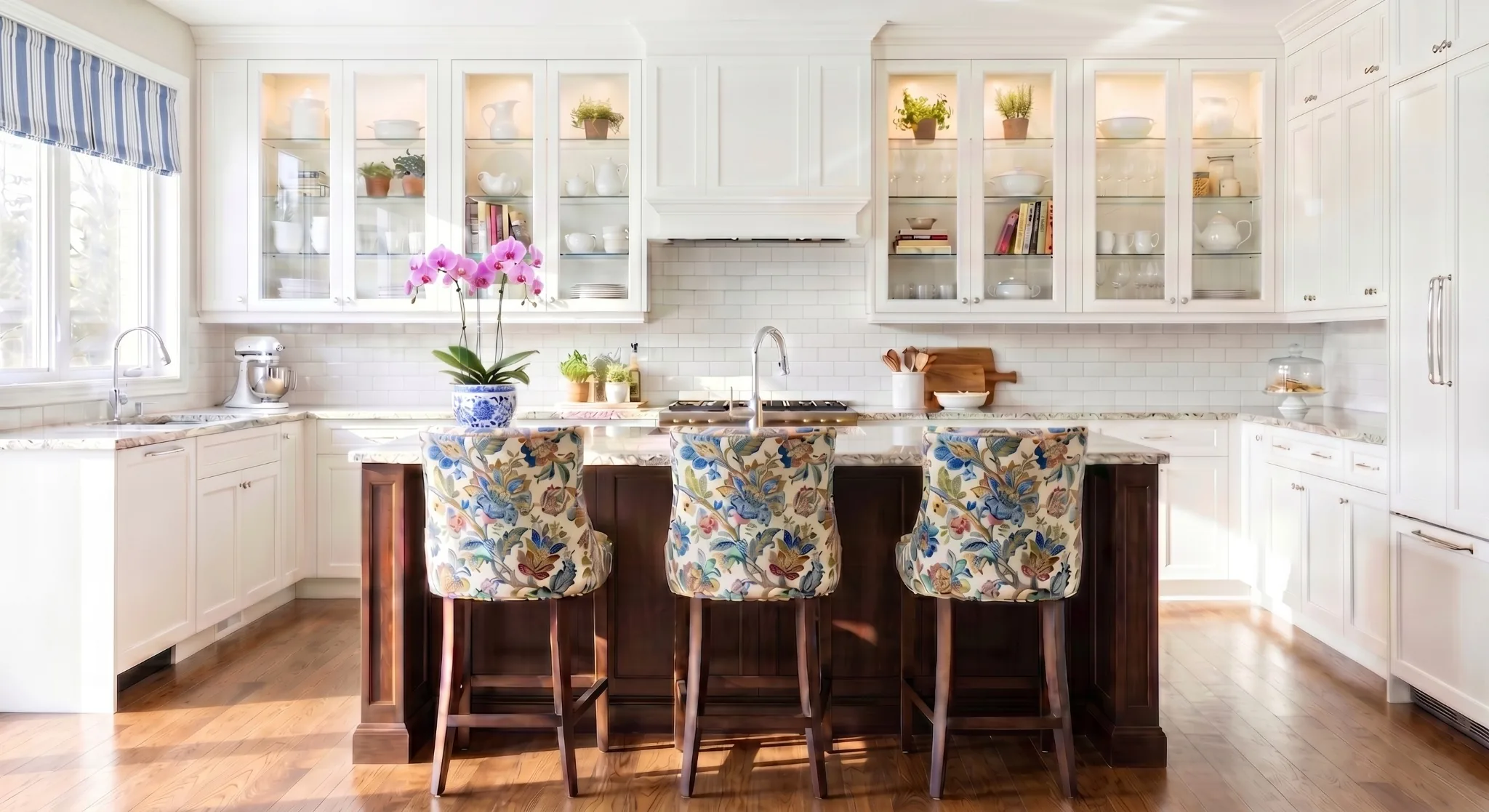 Corpus Christi beach home kitchen with orchids