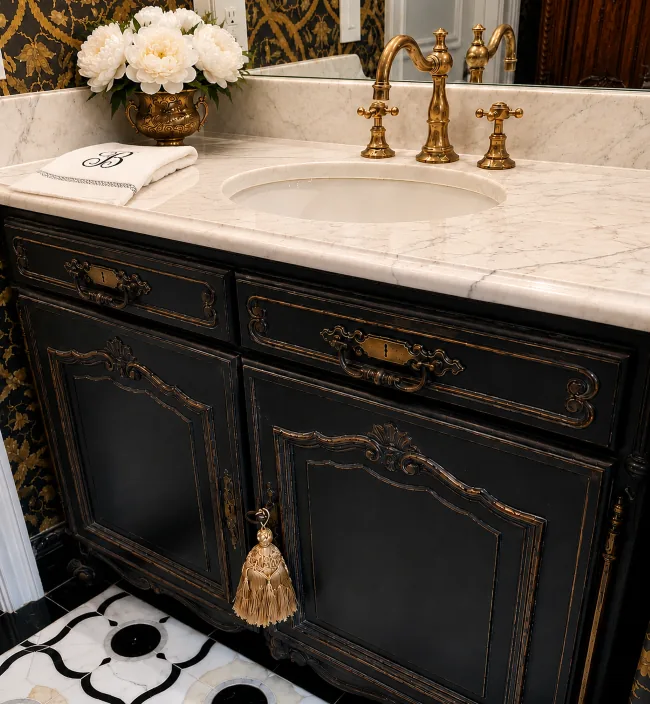 Custom vanity detail — Alamo Heights 1920's Update